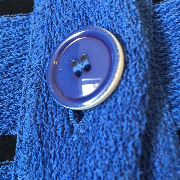 Stizzoli Italian made royal w black sheer stripes boxy crop sleeve cardi EUC - Picture 4 of 7